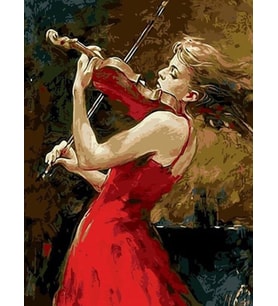 Keman Çalan Kız Sayılarla Boyama Seti 40x50 cm (Tuvale Gerili)