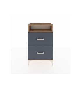 Arges Komodin Tek Raflı 2 Çekmeceli 60x30x96 Çam-Antrasit