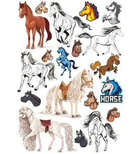 At Sticker Set-3 15 Parça Telefon, Tablet, Defter, Laptop Sticker
