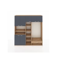Hyperion Dolap 11 Raflı Tek Çekmeceli 7 Kapaklı 220x44x243 Çam-Antrasit/Çam