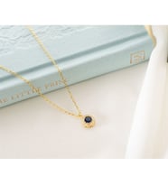 Saklı Takı 925 Ayar Gümüş Eylül Ayı Doğum Taşı ( Sapphire )  Kolye