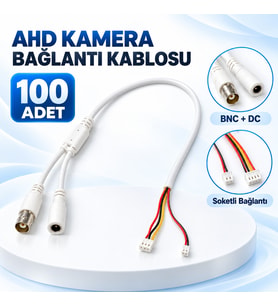100 Adet AHD Kamera Bağlantı Kablosu – BNC ve DC Soketli Kamera İç Bağlantı Kablosu
