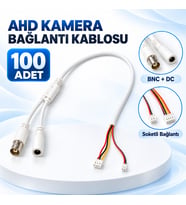 100 Adet AHD Kamera Bağlantı Kablosu – BNC ve DC Soketli Kamera İç Bağlantı Kablosu