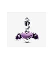 Vampir Kanatlı Kalp Sallantılı Charm (Gümüş)