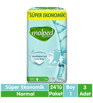 Molped Süper Ekonomik Antibakteriyel Ped Normal 24x3 72 Adet