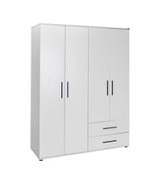 Adore Mobilya White 4 Kapaklı 2 Çekmeceli Gardırop-Mat Beyaz 137x187x52 cm (GxYxD)