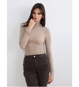 LCW Vision Bej Dik Yaka Kadın Body