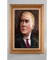 Altın Varaklı Paspartulu Çerçeveli Atatürk Tablo sd147
