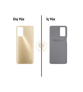 Oppo A16 Altın Uyumlu Arka Kapak Arka Cam Batarya Pil Kapağı Lazer Kesim Back Cover