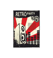 Retro Party Hoparlör Temalı Ahşap Tablo - Vintage Müzik Poster Tasarımı