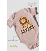 Aslan babam sen çok yaşa! Kısa Kollu Bebek Body %100 Pamuk