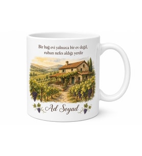 Bağ Evi Temalı Baskılı Kupa Bardak Hediye Özel Tasarım Porselen Mug