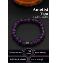 Ametist Bileklik Kadın Erkek Doğal Taş Bileklik 8 mm BT024 (Mor)