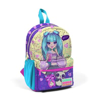Minik Yuva Sırt Çantası Mor Pembe Anime Kız Desenli İki Bölmeli 23535