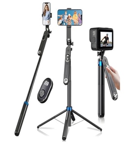 360° Ayarlanabilir Bluetooth Kumandalı 180 cm Telefon Tripod  Android iOS GoPro Uyumlu