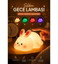 Silikon Tavşan Gece Lambası Dokunmatik Renk Değiştiren Şarjlı Dekoratif Masa Lambası