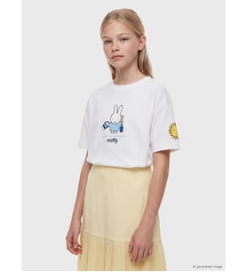 LCW Kids Beyaz Bisiklet Yaka Miffy Baskılı Kız Çocuk Tişört
