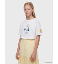 LCW Kids Beyaz Bisiklet Yaka Miffy Baskılı Kız Çocuk Tişört