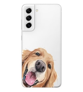 Samsung Galaxy S21 FE Uyumlu Sevimli Köpek Tasarımlı Şeffaf Telefon Kılıfı