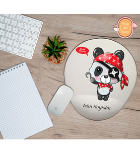 Kişiye Özel Panda Korsan Temalı Mouse Pad Bilek Destekli