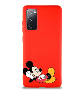 Samsung Galaxy S20 FE Soft Premier Kapak Mickey Mouse-F Tasarımlı Silikon Kılıf - Kırmızı (Şeffaf)