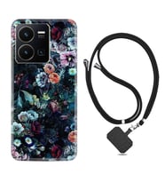Vivo Y35 Kılıf Resimli Boyun Askılı İpli Desenli Silikon Great Flowers 1304
