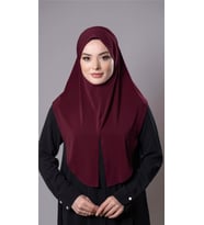 Bordo Pratik Hazır Geçmeli Tesettür Eşarp Sandy Kumaş Yırtmaçlı Düz Hijab 2310_16