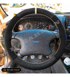 Fiat Marea Dikme Direksiyon Kılıfı Alcantara Süet Mat Karbon Bej Yüzük ve Dikiş ELX-HLX 1996-2002