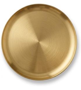 30 cm Yuvarlak Altın Renk Metal Servis Tepsisi, Dekoratif Sunum Tepsisi, Kahve ve İçecek Servisi için Şık Gold Tepsi