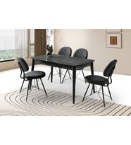 MADRİD HG MASA, METAX SANDALYE, İRONY, 130x80 (Siyah)