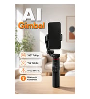 360° AI Yüz Takipli Gimbal Selfie Stick – Teleskopik Tripod ve Bluetooth Kumanda