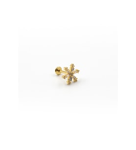Zirkon Taşlı Kar Tanesi Tragus & Helix Piercing – Gold Kaplama, Anti Alerjik, 8 mm