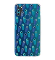 PrintiFy Samsung Galaxy M30S ile Uyumlu Nazar Boncuğu 4 Baskılı Kamera Korumalı Şeffaf Silikon Kılıf