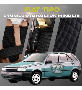 Fiat Tipo Siyah Renk Tay Tüyü Cepli & Terletmez Sırtlı Oto Koltuk Minder Seti - Koltuk Koruma Kılıfı (ÖN & ARKA TAM SET)