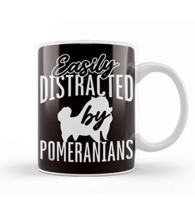 Distracted By Pomeranians Pommy Pom German Spitz Pet Puppy Kupa Bardak Porselen
