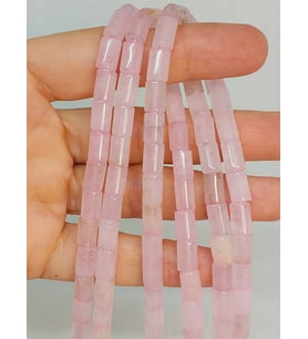 Pembe Kuvars Taşı Silindir Kesim 5.5x7.5mm Dizi (49306)