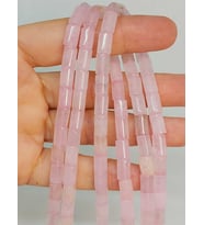 Pembe Kuvars Taşı Silindir Kesim 5.5x7.5mm Dizi (49306)