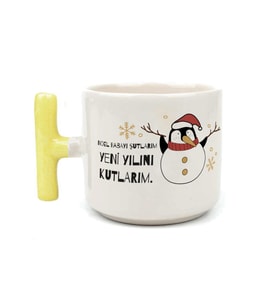 Noel Babayı Şutlarım Baskılı Sarı Kulplu T Yılbaşı Kupası