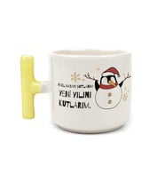Noel Babayı Şutlarım Baskılı Sarı Kulplu T Yılbaşı Kupası