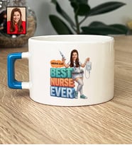 Kişiye Özel Karikatürlü Hemşire Best Nurse Ever Lüks Fincan Tıp Bayramı Hediyesi
