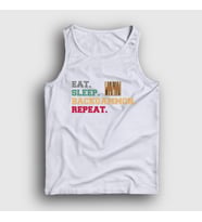Presmono Unisex Beyaz Eat Sleep Backgammon Repeat Tavla Atlet 418143tt (Beyaz)