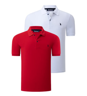 İKİLİ SET T8561 DEWBERRY ERKEK TSHIRT-BEYAZ-KIRMIZI (Beyaz - Kırmızı)