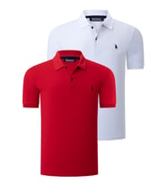 İKİLİ SET T8561 DEWBERRY ERKEK TSHIRT-BEYAZ-KIRMIZI (Beyaz - Kırmızı)