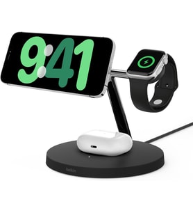 Belkin Boostcharge Pro Kablosuz 3'Ü 1 Arada Şarj Cihazı Qi2 Iphone 15, 14, 13 Ve 12 Ve Apple Watch V