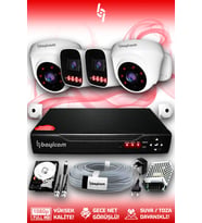 Bayicam 4 Kameralı Zebra 2 İç Kamera Set 320 GB 5 MP Full HD Gece Görüşlü Güvenlik Kamerası Sistemi