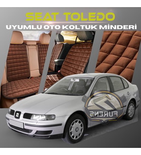 Seat Toledo Kahverengi Renk Tay Tüyü Cepli & Terletmez Sırtlı Oto Koltuk Minder Seti - Koltuk Koruma Kılıfı (ÖN & ARKA TAM SET)