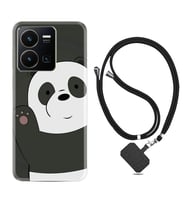 Vivo Y35 Kılıf Silikon Boyun Askılı İpli Desenli Silikon Hello Panda 1709