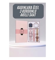 Mey İthalat® Akıllı Saat 3 Kordonlu Ve Aksesuarlı Bayanlar Için Şık Rose renk