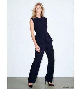 LCW Vision Lacivert Bisiklet Yaka Peplum Bluz