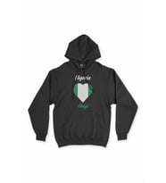 Abuja Nijerya Bayraklı Kalpli Siyah Sweatshirt Hoodie